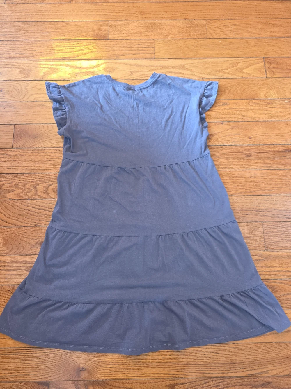 Time and Tru Slate Grey Tiered Ruffle Sleeve Mini Dress - Picture 5 of 5